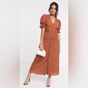 ASOS Design Brown Polka Dot Dress
